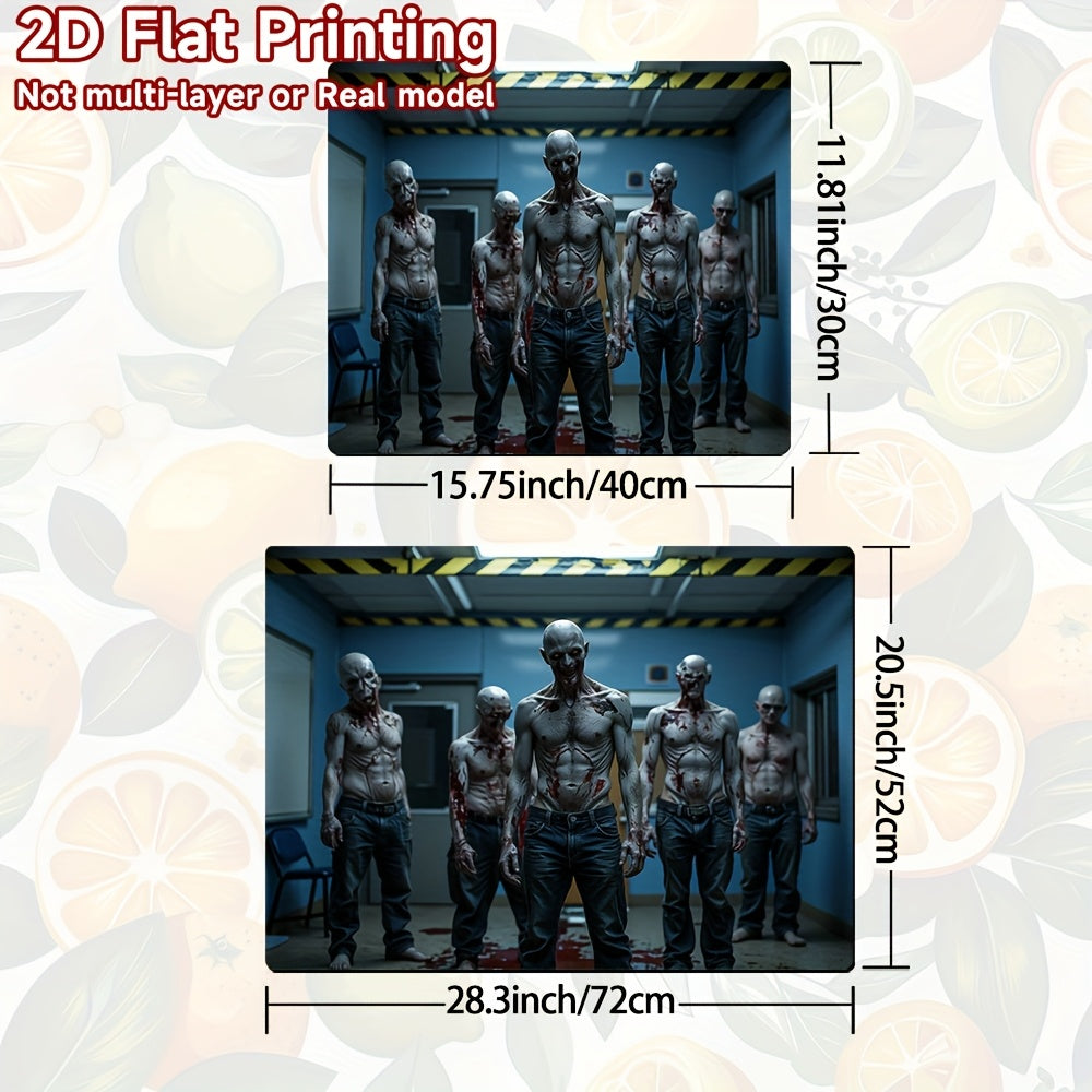 1pc Alfombrilla para Estufa de Halloween - Temática Apocalipsis Zombie con Doctores Mutantes y Pacientes, Protector Antideslizante para Cocinas a Gas/Eléctricas, Horno/Lavadora/Secadora - Decoración Fácil de Limpiar para Fiestas de Halloween y Terror, Di