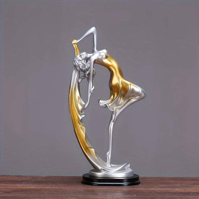 Estatua de Bailarina de Ballet 1 pieza - Escultura de Resina Hecha a Mano con Posición Compleja de Bailarina, Decoración para Interiores/Exteriores en Sala de Estar, Dormitorio, Oficina, Estante, Escritorio - Pieza Central Elegante