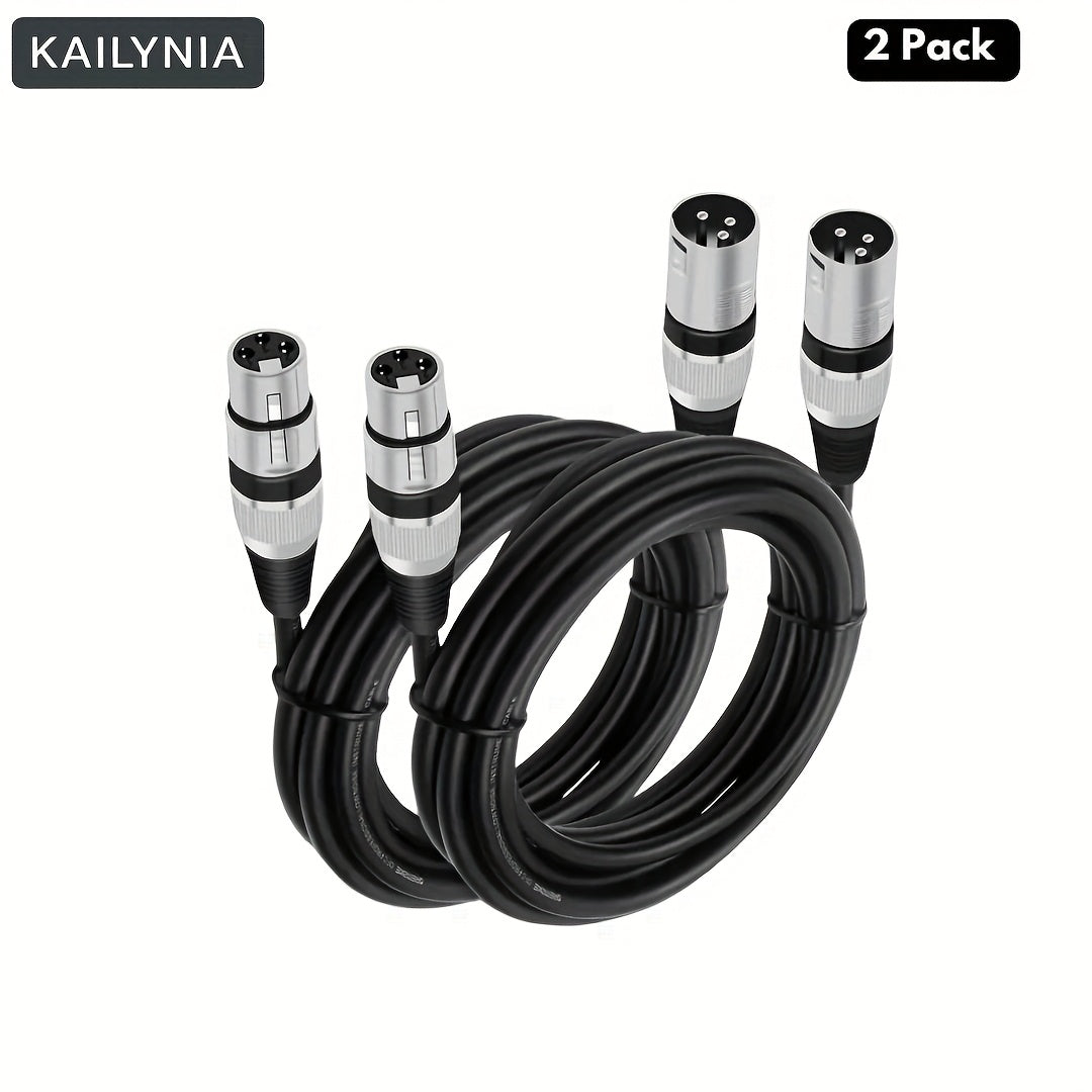 2 Piezas de Cable XLR Profesional KAILYNIA 3 Pines, Macho a Hembra, Cables Blindados para Estudio, Micrófono a Mezclador, Podcasting y Altavoces Activos - Varios Longitudes Disponibles