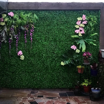 8 Juegos de Césped Artificial de Hoja de Maní, Hierba Simulada de Buxo y Lirio, Resistente a los Rayos UV, Fácil Instalación, Decoración para Festivales, Bodas, Cumpleaños, Patio, Entrada, Comedor, Sala y Dormitorio, Adorno Primavera-Verano para Exterior