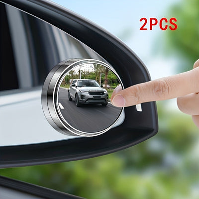 2 espejos de punto ciego ajustables 360 grados, espejos laterales redondos de alta definición, lente asférica de fibra de vidrio, ajuste universal para seguridad vehicular, modo sin energía