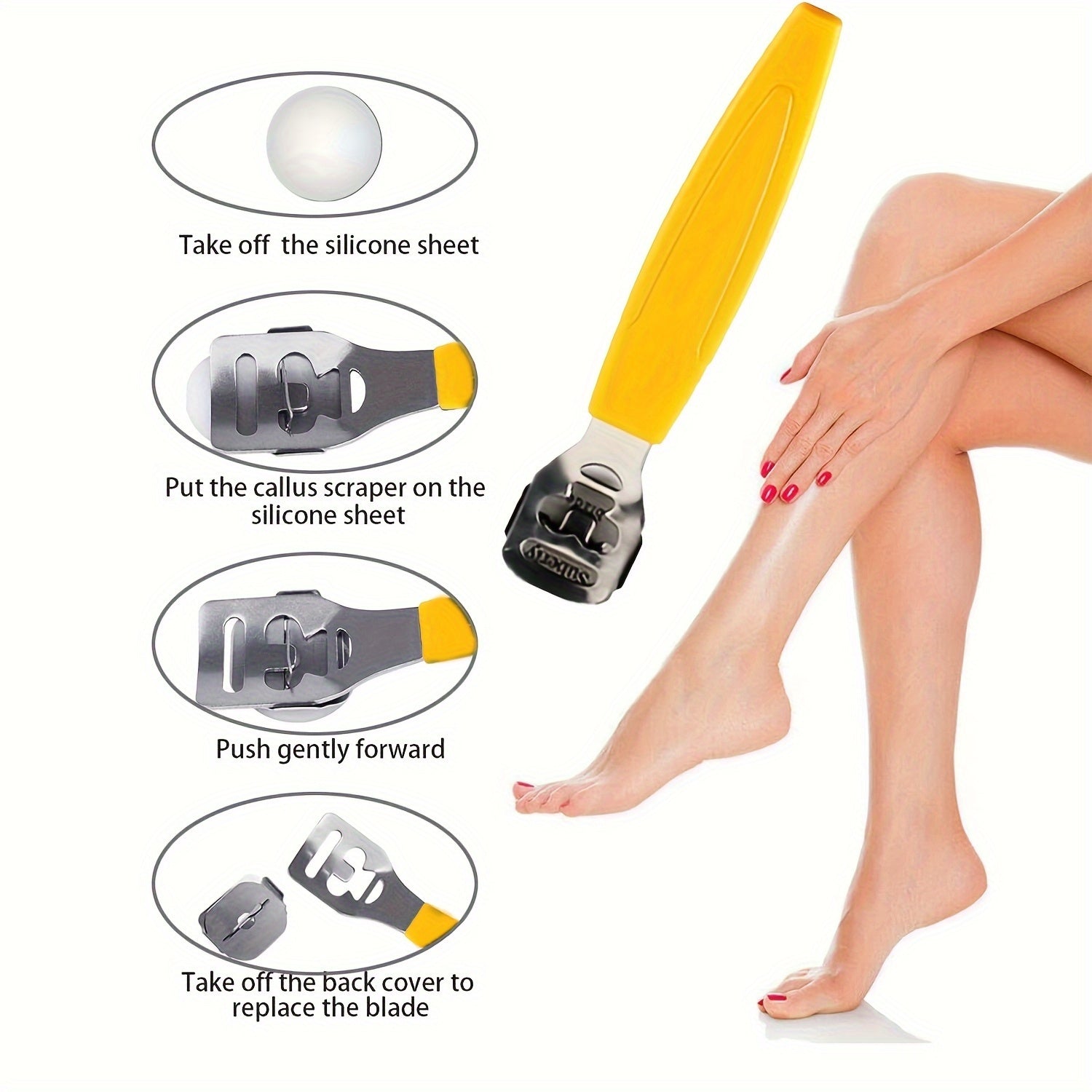 Fichas de pie para luz muerta beige, talón y kit de eliminación - Incluye raspador, piedra y piedra de pumita para un cuidado suave y beige
