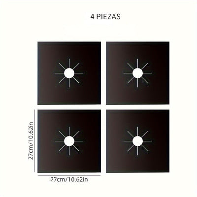 4pcs Tapetes Protectoras para Estufa de Gas de Teflón - Antiadherentes, Fáciles de Limpiar, Resistentes al Aceite y la Grasa, Almohadillas de Cocina Resistentes al Calor, para Seguridad en la Cocina / Equipo de Alimentación, Ideal para Chef Caseros