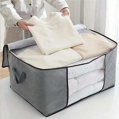 Bolsa organizadora grande para ropa, hecha de tela no tejida, con ventana transparente y cierre seguro de cremallera, protector multiusos para cobijas, edredones y ropa de temporada, almacenamiento debajo de la cama