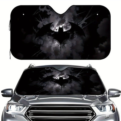 Paraguas solar plegable de Batman de Warner Bros. | Cubierta de parabrisas estilo dibujos animados con material de poliéster | Visera de coche premium con bloqueo de UV | Mantiene la temperatura fresca del habitáculo | Accesorio automotriz unisex (instal