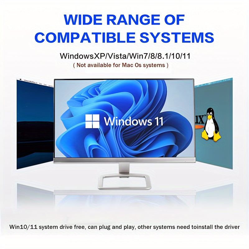 Adaptador Inalámbrico De Red Para PC De Escritorio USB 1300Mbps Con Antena De Doble Banda De Alta Ganancia Incorporada 5G/2.4G Para Windows 7/8/8.1/10/11, Que Brinda De Inmediato Capacidad WiFi Y Función De Hotspot Móvil A Tu PC De Escritorio.