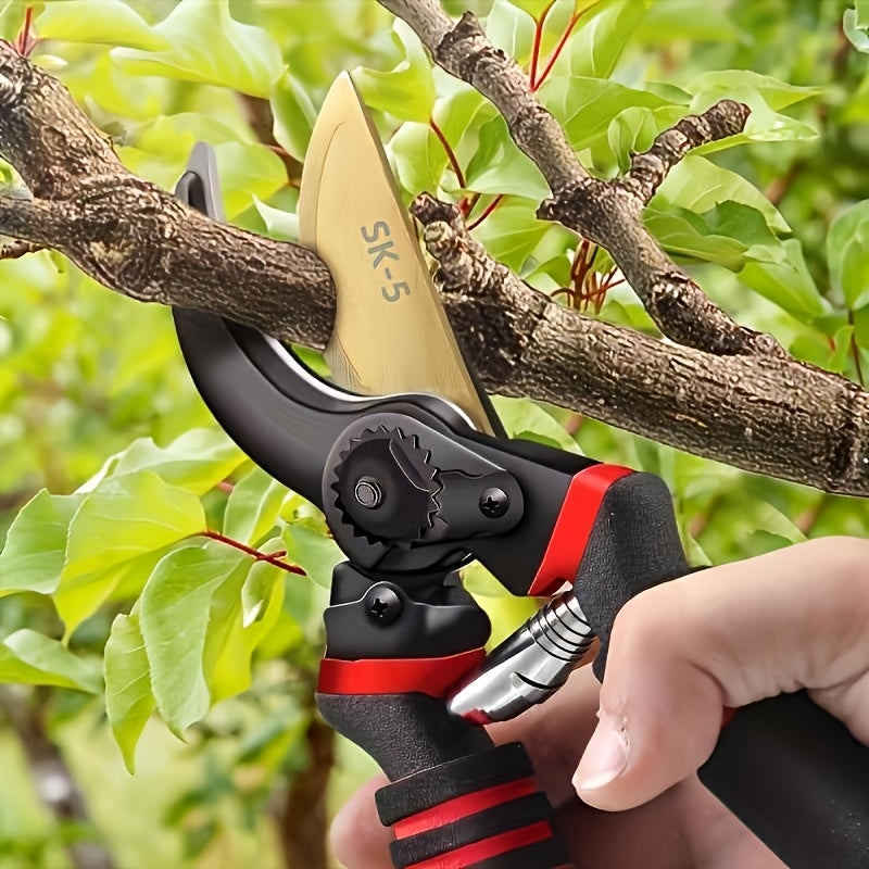 1pieza Vintage Profesional 8.27-Pulgadas Tijeras de Podar de Acero Inoxidable, Cuchillas Afiladas SK-5, Agarre Cómodo, Duradero, Uso Sin Electricidad, con Recortadora de Árboles para Jardines y Arreglos Florales en Casa
