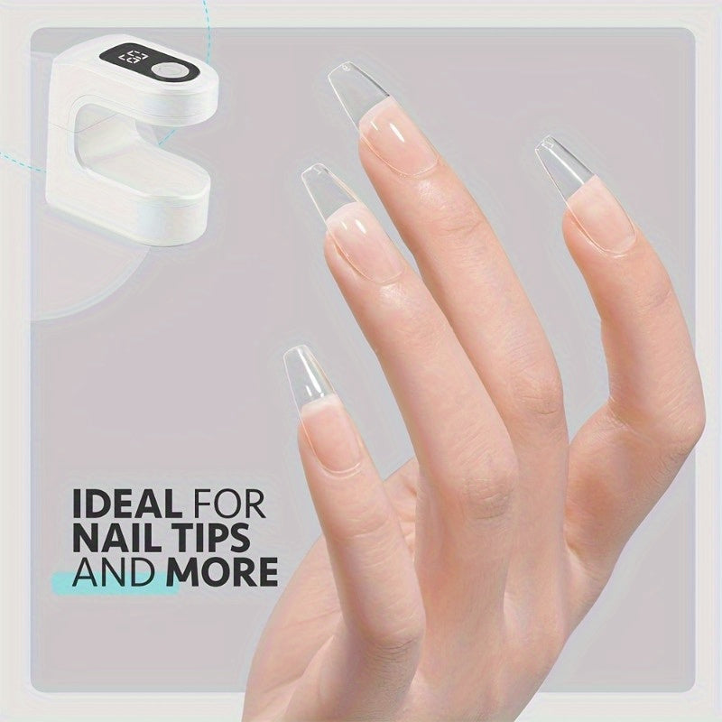 1pc Lámpara LED Portátil para Uñas con Temporizador Digital - Secador de Gel USB, Luz Rápida para Manicura/Pedicura en Casa y Salón, Pantalla LCD, Diseño Rectangular Elegante, Batería Recargable, Sin Adaptador Necesario, Construcción Plástica