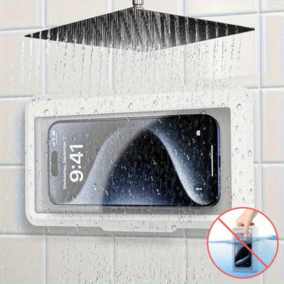 Soporte para teléfono en la ducha, resistente al agua, 360° giratorio, pantalla táctil, antiempañante, fácil de instalar con ventosa desmontable, ángulo ajustable, material ABS - ideal para baño, soporte para teléfono resistente al agua, diseño duradero