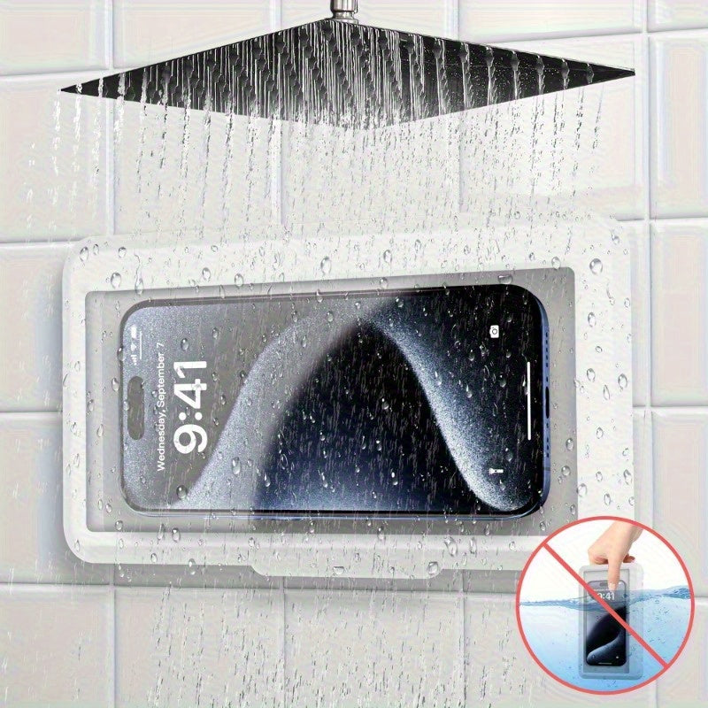 Soporte para teléfono en la ducha, resistente al agua, 360° giratorio, pantalla táctil, antiempañante, fácil de instalar con ventosa desmontable, ángulo ajustable, material ABS - ideal para baño, soporte para teléfono resistente al agua, diseño duradero