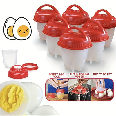 2/5/10 piezas Juego de cocina de huevos de silicona, fabricante de huevos cocidos antiadherentes, tazas de vaporizador resistentes a altas temperaturas, herramienta de cocina sin carga para hervir huevos, contacto con alimentos seguro, utensilios de coci