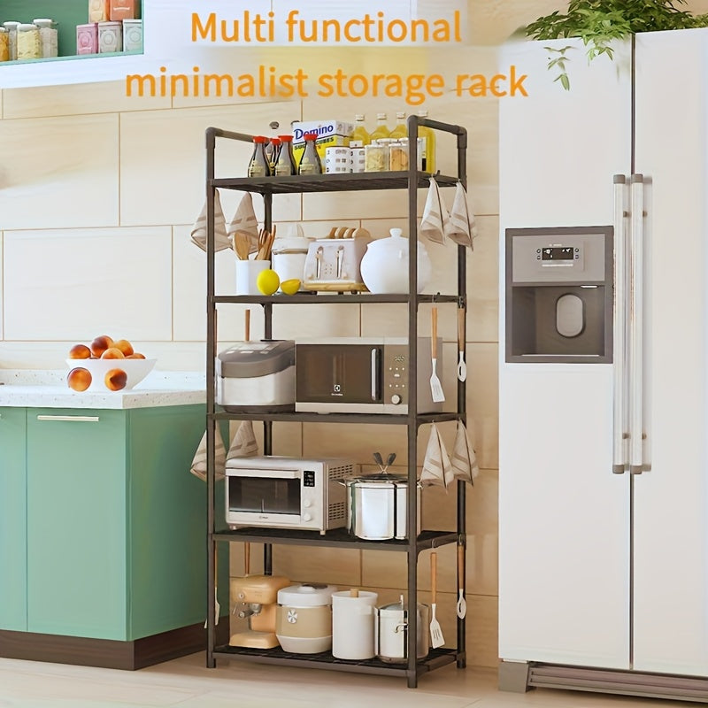 Estantería de Plástico Resistente de 5 Niveles - Organizador Multifuncional Ajustable y Apilable con Estantes Abiertos, Diseño Independiente Ahorrador de Espacio para Cocina, Garaje o Despensa - Unidad de Almacenamiento Moderna y Duradera