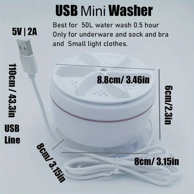 Mini Lavadora Plegable, Lavadora Redonda Portátil, Alimentada por USB, ≤36V, Sin Batería, para Viajes, Hotel, Hogar, Alquiler