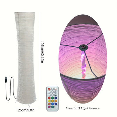 1 lámpara de suelo vertical de papel LED, control remoto, lámpara de suelo RGB con cambio de color, alimentación por USB, adecuada para sala de estar, dormitorio, estudio, sala de juegos.