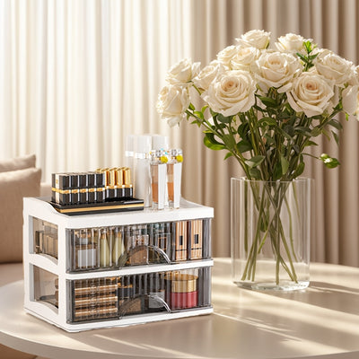 Organizador premium para cosméticos en cajón, color negro - Ligero, solución de almacenamiento independiente para mostrador