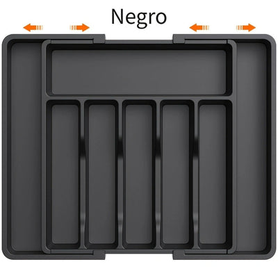 1 pieza, organizador de utensilios de cocina, bandeja expansible para tenedores, cuchillos y platos, soporte de cubiertos y vajilla sin BPA, caja de almacenamiento de plástico ajustable, adecuada para cucharas, tenedores y cuchillos.