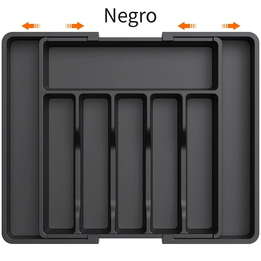 1 pieza, organizador de utensilios de cocina, bandeja expansible para tenedores, cuchillos y platos, soporte de cubiertos y vajilla sin BPA, caja de almacenamiento de plástico ajustable, adecuada para cucharas, tenedores y cuchillos.