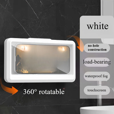 Soporte para Teléfono de Ducha Impermeable, Pantalla Táctil Giratoria 360°, Anti-Vaho, Fácil Instalación, Ángulo Ajustable, Material ABS - Soporte para Teléfono Resistente al Agua Adecuado para Baño | Soporte Rotativo para Teléfono | Diseño Duradero e Im
