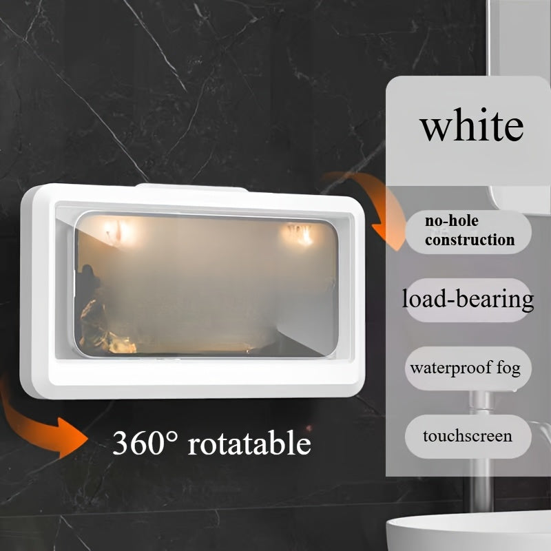 Soporte para Teléfono de Ducha Impermeable, Pantalla Táctil Giratoria 360°, Anti-Vaho, Fácil Instalación, Ángulo Ajustable, Material ABS - Soporte para Teléfono Resistente al Agua Adecuado para Baño | Soporte Rotativo para Teléfono | Diseño Duradero e Im