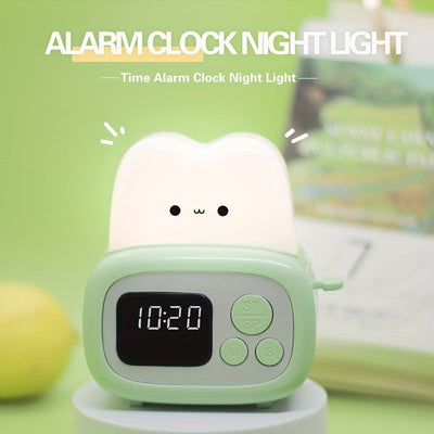 Reloj despertador moderno QANYI, luz nocturna, luz suave ajustable, batería de litio recargable por USB, control de botones, sombra de plástico, para uso en la mesa de dormitorio.