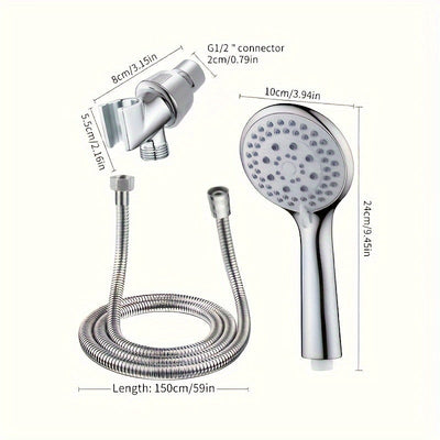 Cabezal De Ducha Portátil Con Un Gran Orificio De Salida De Agua, Con Soporte Y Manguera, 5 Modos De Salida De Agua Ajustable, Boquilla De Ducha Para Baño, Rociador De Ducha, Accesorios De Baño, Hardware De Baño