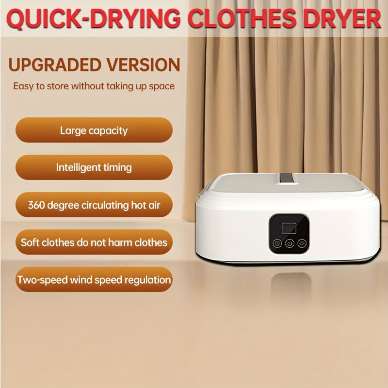 Secadora Portátil Compacta JKUOO de 1 pieza con Función de Temporizador - Secado Rápido para Prendas Delicadas, Ropa Interior y Más - Ideal para Apartamentos, Dormitorios, Vehículos Recreativos - Diseño Plegable Fácil de Usar con Bolsas de Secado, Enchuf