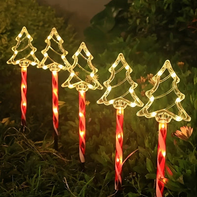 Luz de árbol de Navidad de césped solar 5 en 1