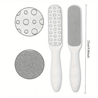 4 piezas de limpiador de pies de doble acción y raspadores - Herramienta exfoliante ergonómica de doble punta para pies muertos claros beige y pies rotos - Cuidado personal manual sin batería (plástico duradero), eliminador de pies, cuidado exfoliante de