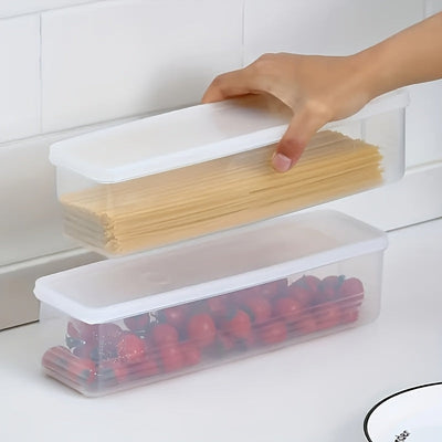 4 recipientes plásticos FreshFit para almacenar alimentos con tapa - Reutilizables, lavables a mano, organizadores de cocina para verduras, hierbas, fideos, huevos - Sin BPA, apilables, seguros para contacto con alimentos