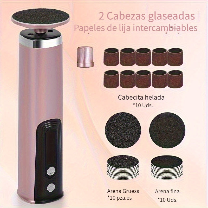 Removedor eléctrico de callos de 6 velocidades ajustables con pantalla LCD - Batería de litio recargable, sin aceite, herramienta de cuidado para pies de uso doméstico, dispositivo para el cuidado de los pies | Cuidado moderno de los pies | Ajustable, he