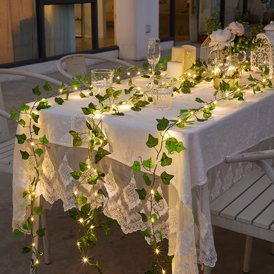 1 juego de luces solares en forma de hiedra, luces artificiales de enredadera, guirnalda de luces de hadas, luces de enredadera con hojas verdes, para decoración de bodas, fiestas, dormitorios (incluye batería solar)