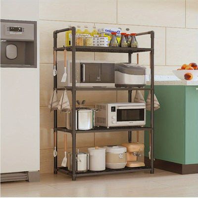 Estantería de Plástico Ajustable y Apilable de 4 Niveles para Almacenamiento Resistente - Estantes Abiertos Modernos para Cocina y Garaje, Estantes Duraderos para Utensilios, Herramientas, Libros, Diseño Ahorrador de Espacio con Soporte en el Suelo, Orga
