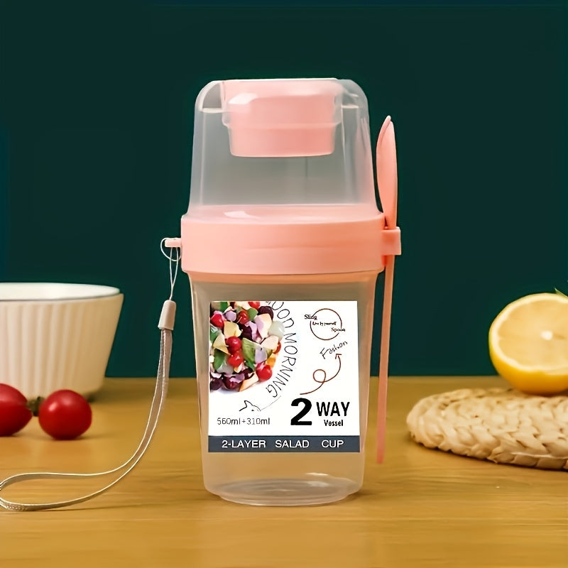 1 contenedor portátil de ensalada de doble capa con tapa sellada, compartimento pequeño, libre de BPA, opciones multicolor, incluye recipiente para aderezo, ideal para preparar comidas, almuerzos de oficina, picnic al aire libre y viajes, contenedor para