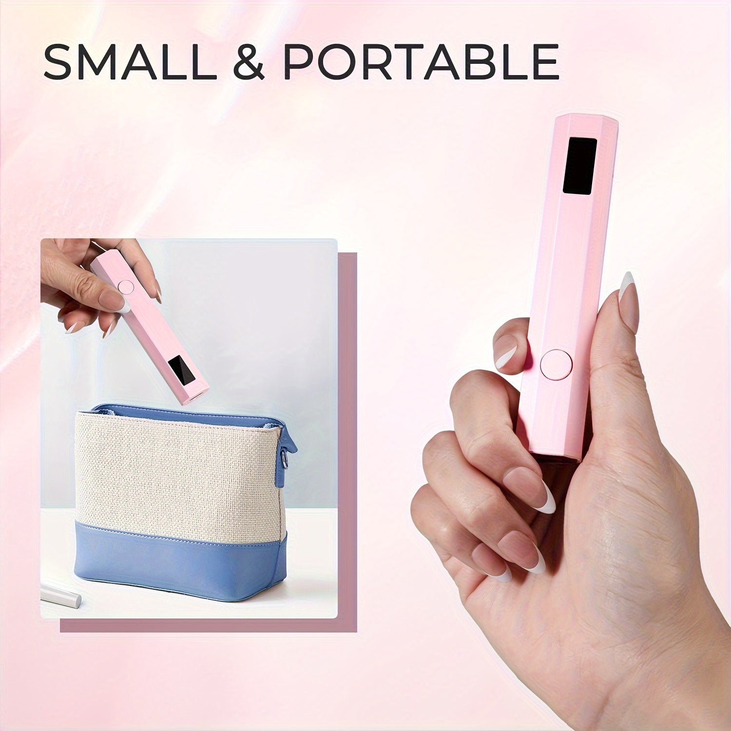 1pc Lámpara de Uñas Portátil con Pantalla LED - Secador de Uñas Recargable USB, Luz Relajante para Uñas y Pies, Diseño Duradero en Plástico, Sin Fragancia, Herramienta Ergonómica para Manicura en Casa, Batería Integrada, Compacto, Ideal para Profesionale
