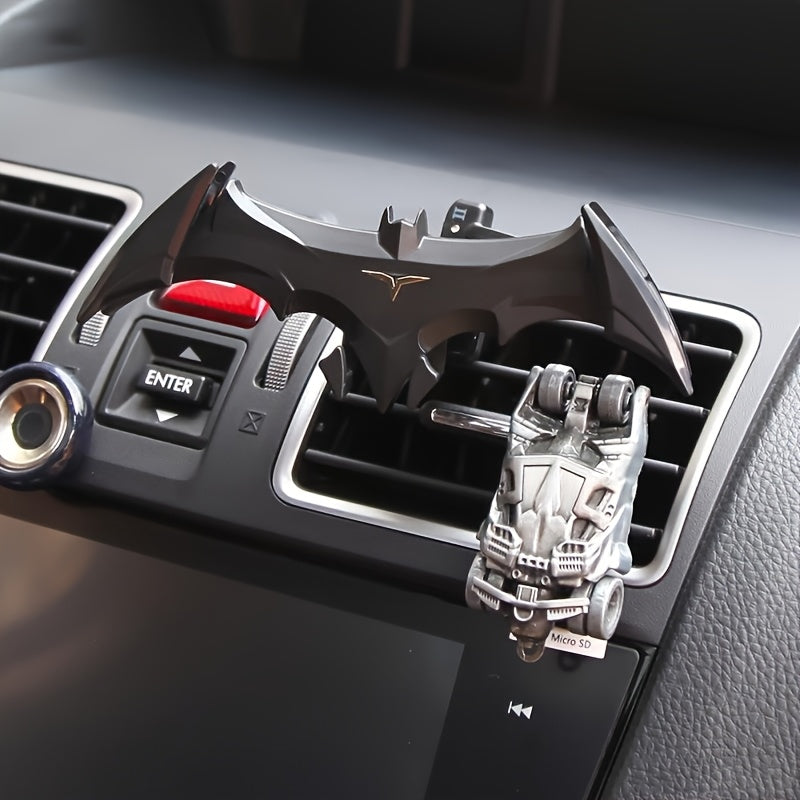 Soporte para teléfono en ventilación de auto, diseño ajustable y extensible en forma de murciélago, plástico negro de alta calidad, agarre seguro para ranuras de ventilación, accesorios para auto, accesorio para vehículo | Diseño único de murciélago | Pl