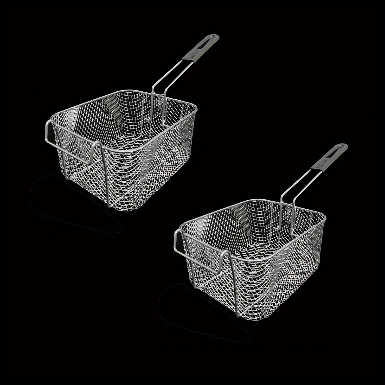 2 Piezas de Cesta para Freír de Acero Inoxidable con Mango Plegable, Malla Resistente al Calor para Papas Fritas, Alitas y Aperitivos, Herramienta de Cocina Fácil de Limpiar para Uso Doméstico y Comercial