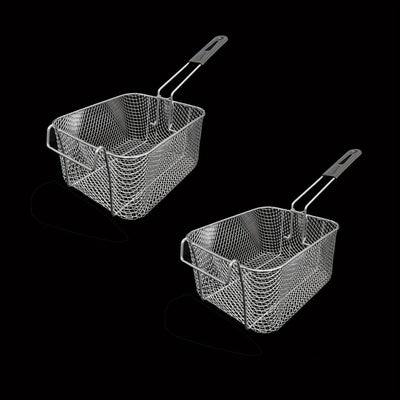 2 Piezas de Cesta para Freír de Acero Inoxidable con Mango Plegable, Malla Resistente al Calor para Papas Fritas, Alitas y Aperitivos, Herramienta de Cocina Fácil de Limpiar para Uso Doméstico y Comercial