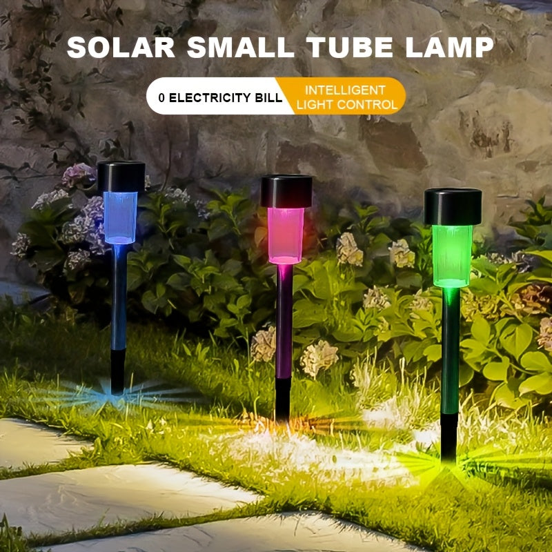 30 piezas de luces solares para césped, luces LED de acero inoxidable para exteriores, luces de inserción en el suelo, gradiente de 7 colores, alimentadas por energía solar, encendido/apagado automático, IP54, adecuadas para la decoración del paisaje de