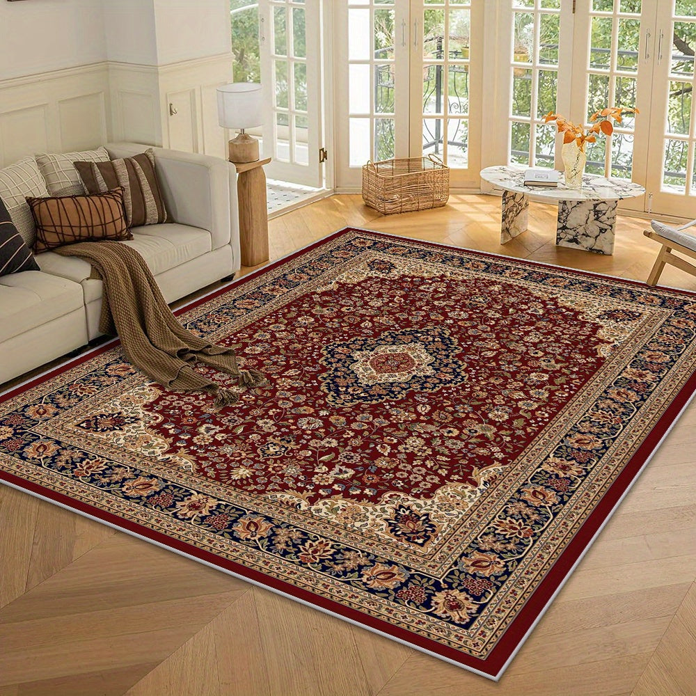 Alfombra de área de terciopelo de cristal bohemio de lujo, 100% poliéster, lavable a máquina, antideslizante, gruesa y esponjosa, estampado floral geométrico moderno para sala de estar, dormitorio, entrada - Uso en interiores