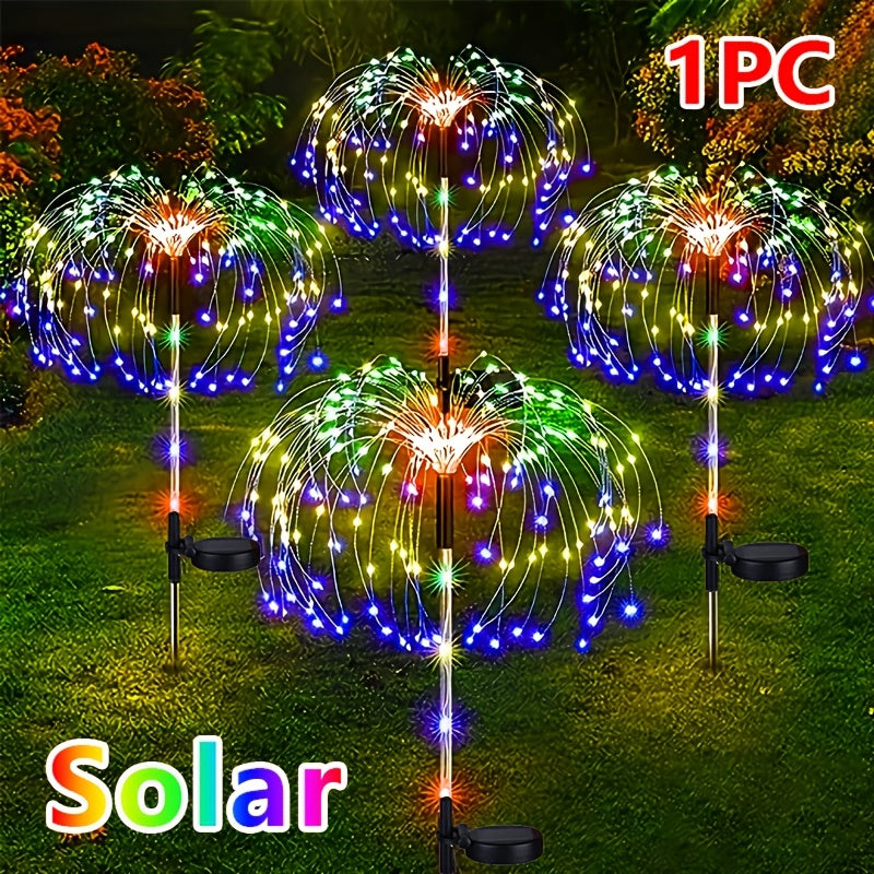 1PC Linterna Solar LED de Fuegos Artificiales - con varilla de luz, luces decorativas para patio y jardín al aire libre, faroles decorativos multicolores para paisajes, céspedes, aceras y festivales