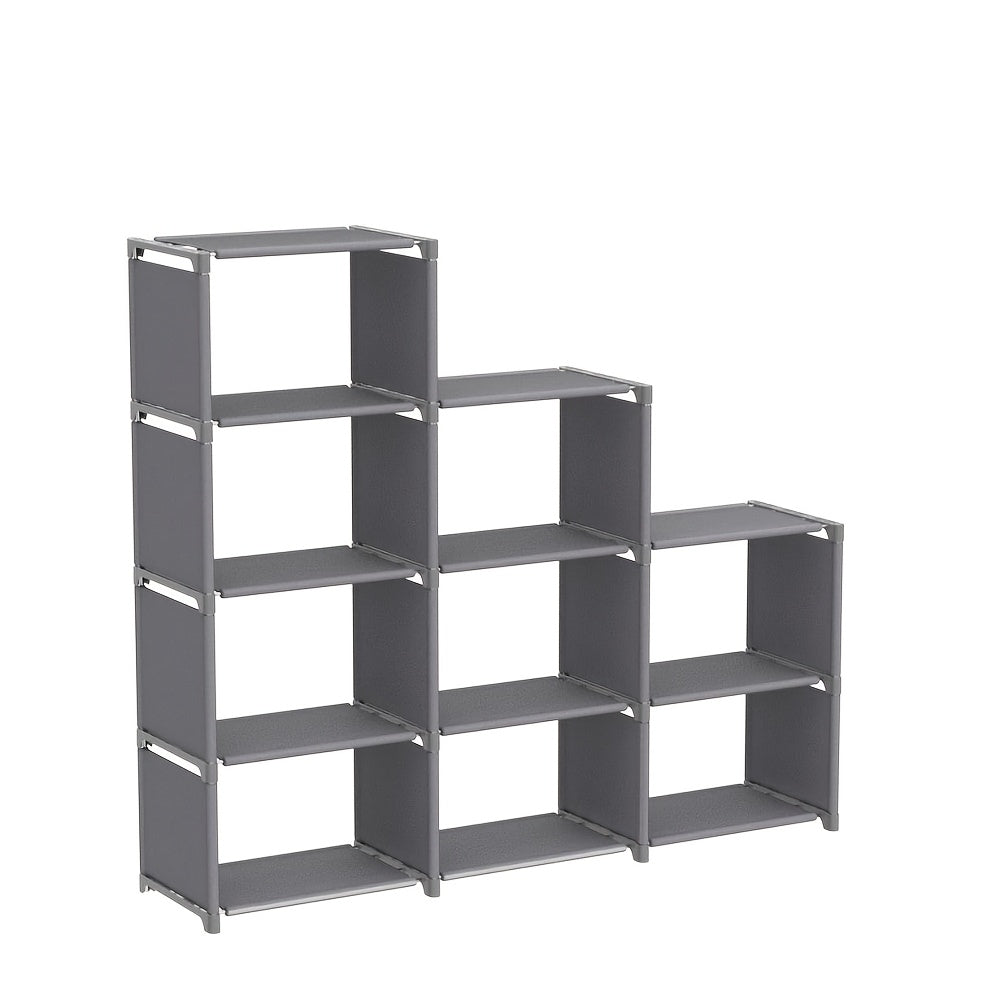 Estante de Metal Contemporáneo, Organizador de Almacenamiento de 9 Cubos, Librería DIY, Librería Alta para Dormitorio, Sala de Estar, Oficina, Organizador de Almacenamiento de Armario, Estantería de Cubículos Gris, Canastas de Estantería