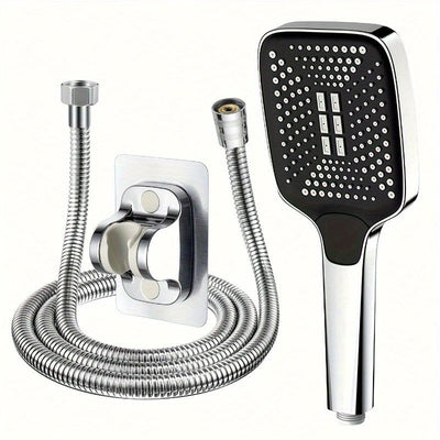 Juego de cabezal de ducha de alta presión cuadrado con manguera de 59" - Montaje en pared, instalación fácil, material ABS, flujo de agua mejorado para un refrescante mejoramiento del baño, accesorio de baño.