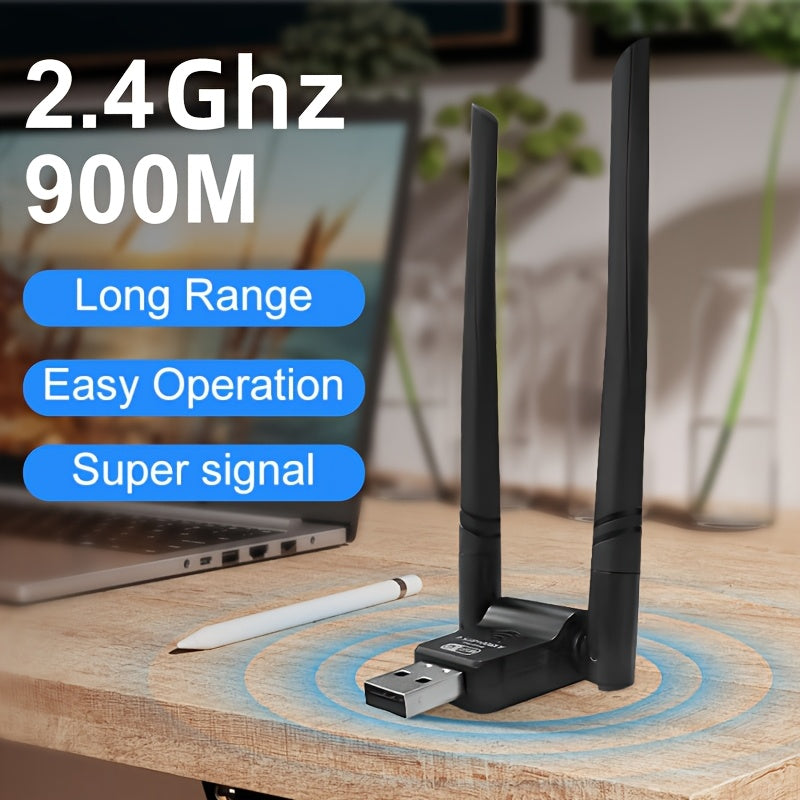 Adaptador de tarjeta WiFi6 AX900 de 900 Mbps, adaptador de red USB, adaptador WiFi USB 2.4G, receptor inalámbrico para portátiles y escritorios Mac, adecuado para portátiles y escritorios.