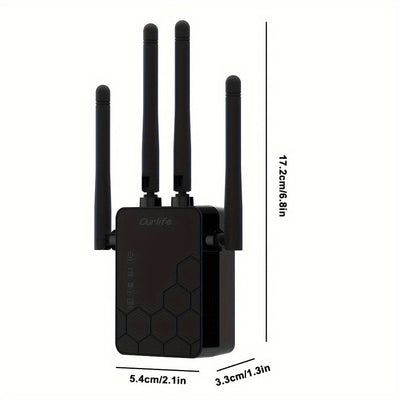 Nuestro Vida 300M Repetidor Wi-Fi, Amplificador de señal de 4 antenas, Amplificador de red doméstica, Amplificador de señal que penetra paredes, Amplificador de rango inalámbrico de 2,4G, Adaptador de alimentación de 110V/220V, Sin batería incluida