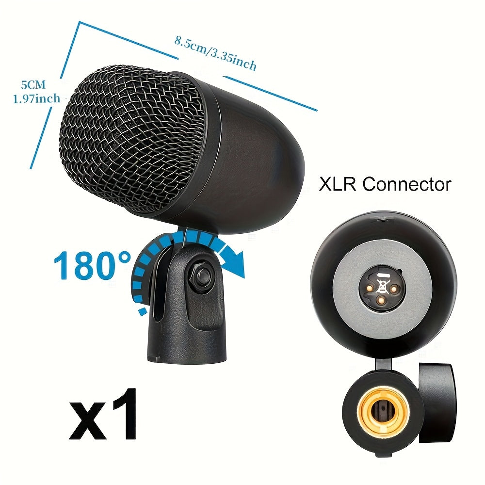 Kit de Micrófono Dinámico con Cable DEPUSHENG 7pcs - para Bajo/Tom/Snare/Hi-hat Cymbals, Soportes y Clips Roscados