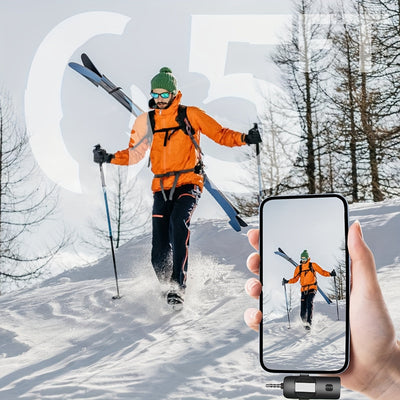 Micrófono inalámbrico lavalier mini de radio claro, 3 en 1, para iPhone, Android, cámara, computadora o laptop, con conexión USB-C/3.5mm, doble solapa, para grabación de video, vlog, transmisión en vivo, podcast, reuniones y enseñanza, sincronización aut