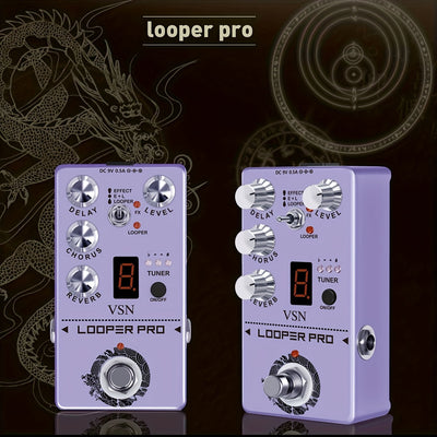 Pedal multiefectos VSn para guitarra con afinador de delay, chorus, reverb y bypass verdadero - Ideal para efectos digitales, bajo y guitarra eléctrica