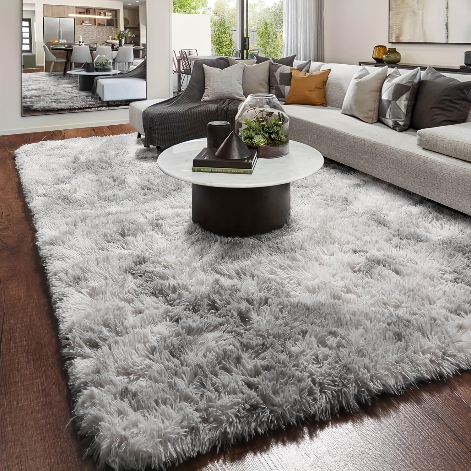Alfombra Suave de Estilo Nórdico con Teñido Anudado - Perfecta para Sala de Estar, Dormitorio y Decoración de Mesa de Café | Solo Limpieza en Seco