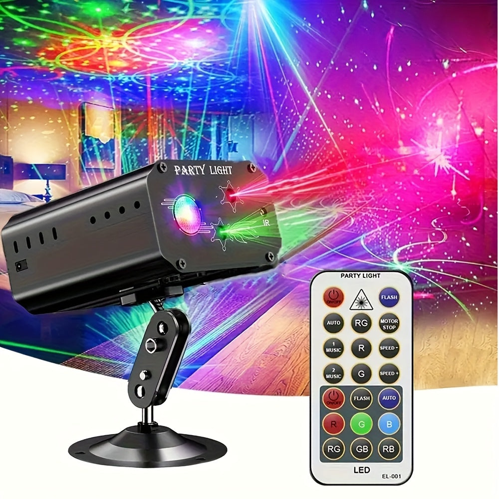 08LED Luz de láser con control remoto - Recargable por USB, funciones RGB y IR multicolores, cuerpo de aluminio - Ideal para fiestas de DJ, bodas, escenarios y decoración del hogar, decoración de bodas