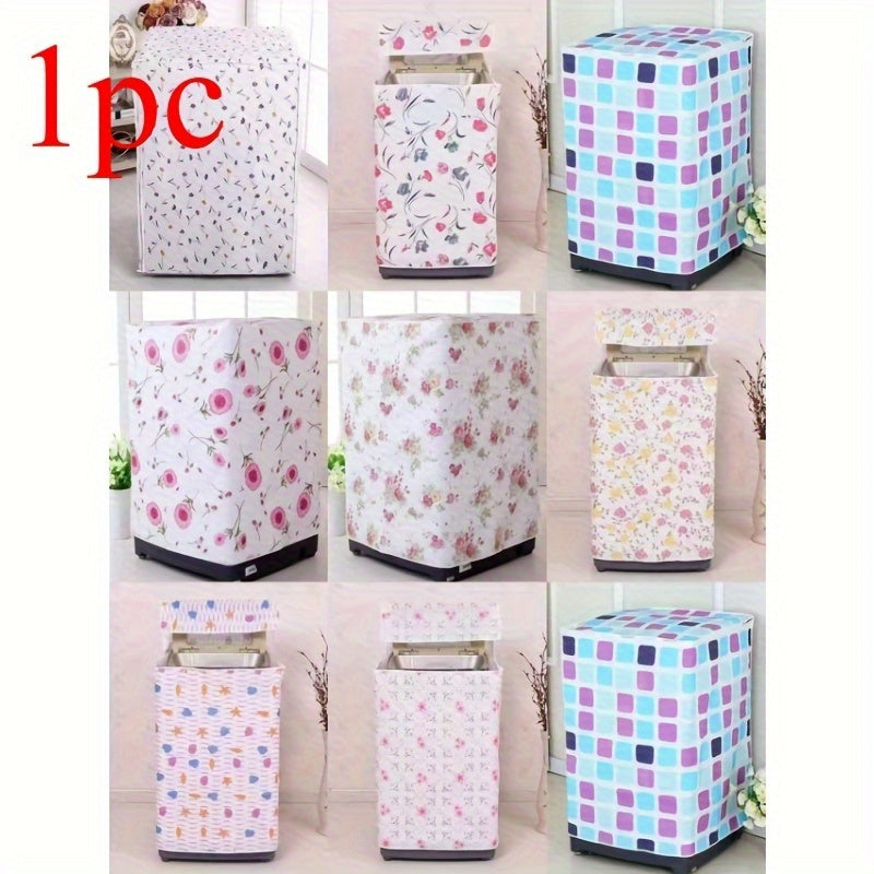 Fundas para Lavadora de PE | Diseño Moderno Floral y Geométrico | Duradero, Resistente al Desgaste y Antipolvo | Adecuado para Cargador Frontal y Pulsador Simple | Patrón Vibrante de Flores y Hojas | Ideal para Balcón o Sala | Estiloso y Portátil | Lavab